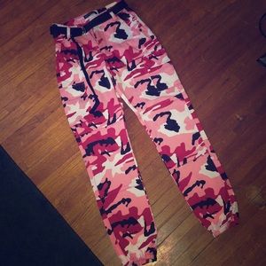 Pink camo cargo pants